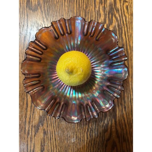 Vintage Northwood Carnival Glass Dark Marigold Ripple - Picture 6 of 8